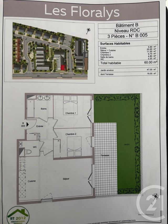 Appartement F3 à vendre - 3 pièces - 60.77 m2 - CLAYE SOUILLY - 77 - ILE-DE-FRANCE - Century 21 Avenir Immobilier